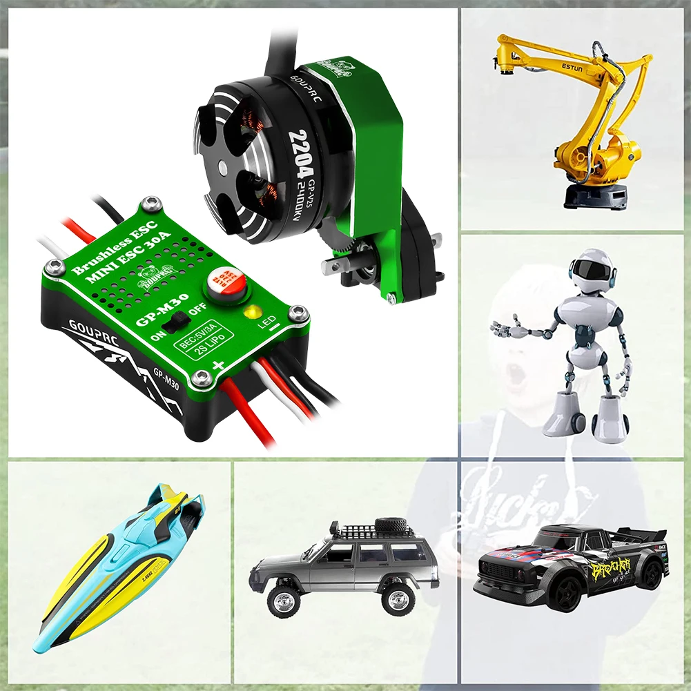 

2204 2400KV Brushless Outrunner Motor with Transmission and 30A Brushless ESC for SCX24 RC Crawler Axial 1/24 RC Car Truck