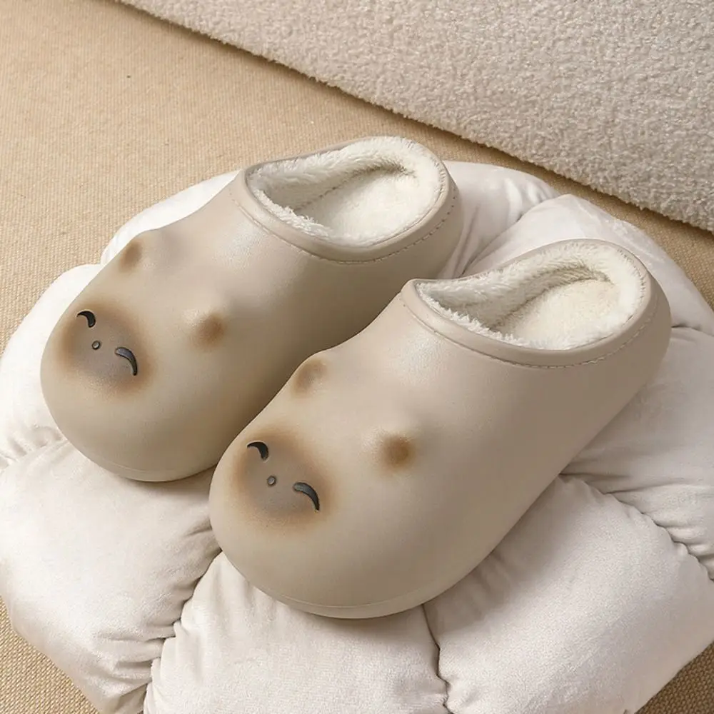 Kawaii رقيق الكرتون القط النعال الكرتون المضادة للانزلاق الدافئة نِعال من الفراء سميكة سوليد طالب Y2K شبشب كلب زوجين