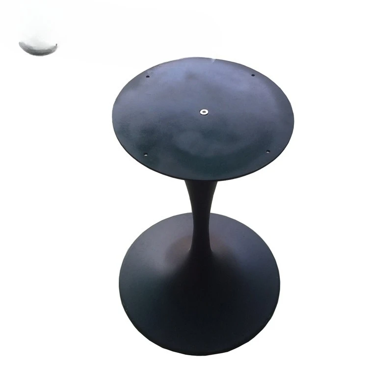 Matte black flared metal table with legs