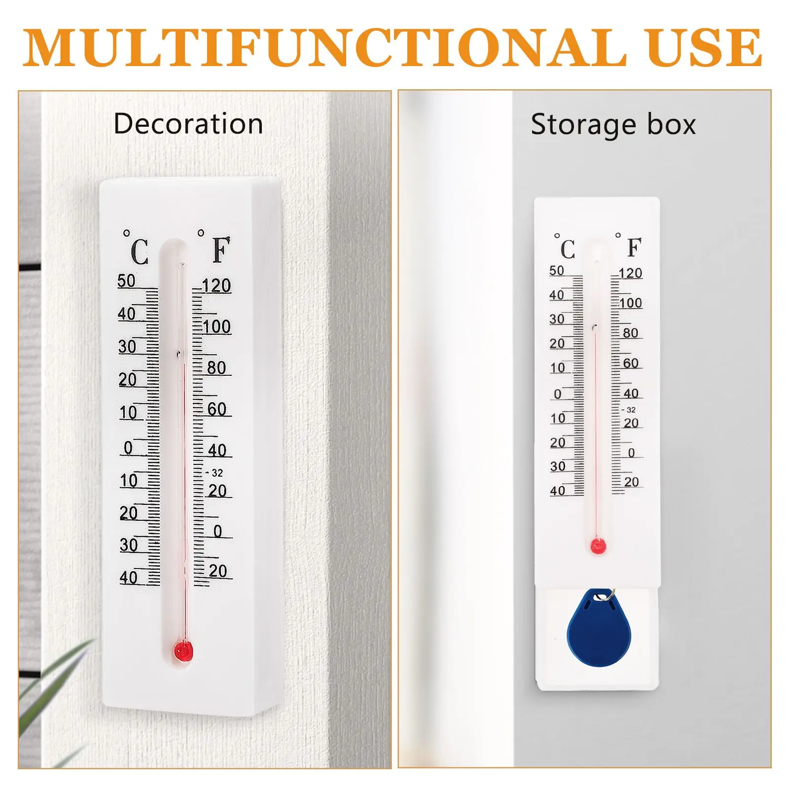 2 Pcs Key Decorator Hide Outside Thermometer Wall Mount Holder Portable For Plastic Outdoor Hider Storage Decorative Hiders