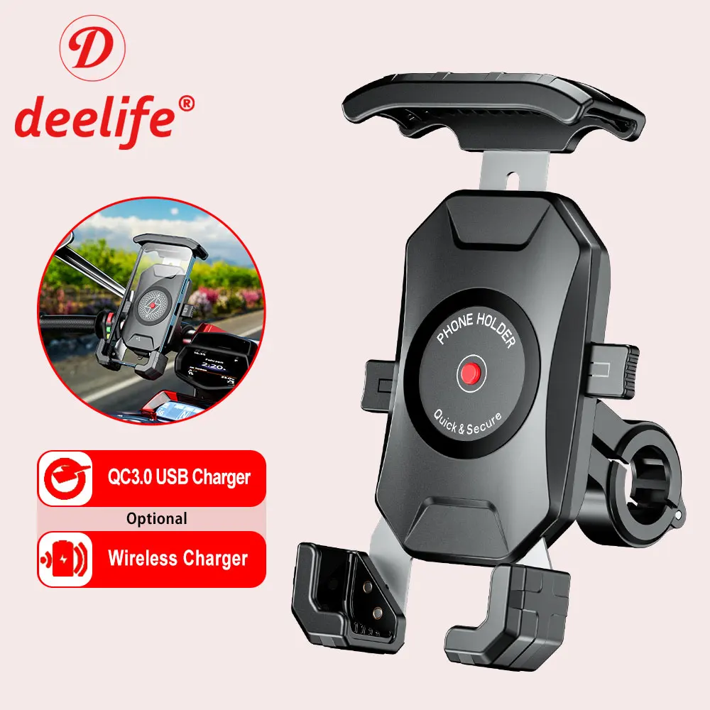 Deelife Motorcycle Phone Holder Wireless Chargers for Motorbike Telephone Mount Cellphone Stand Mobile Smartphone Support