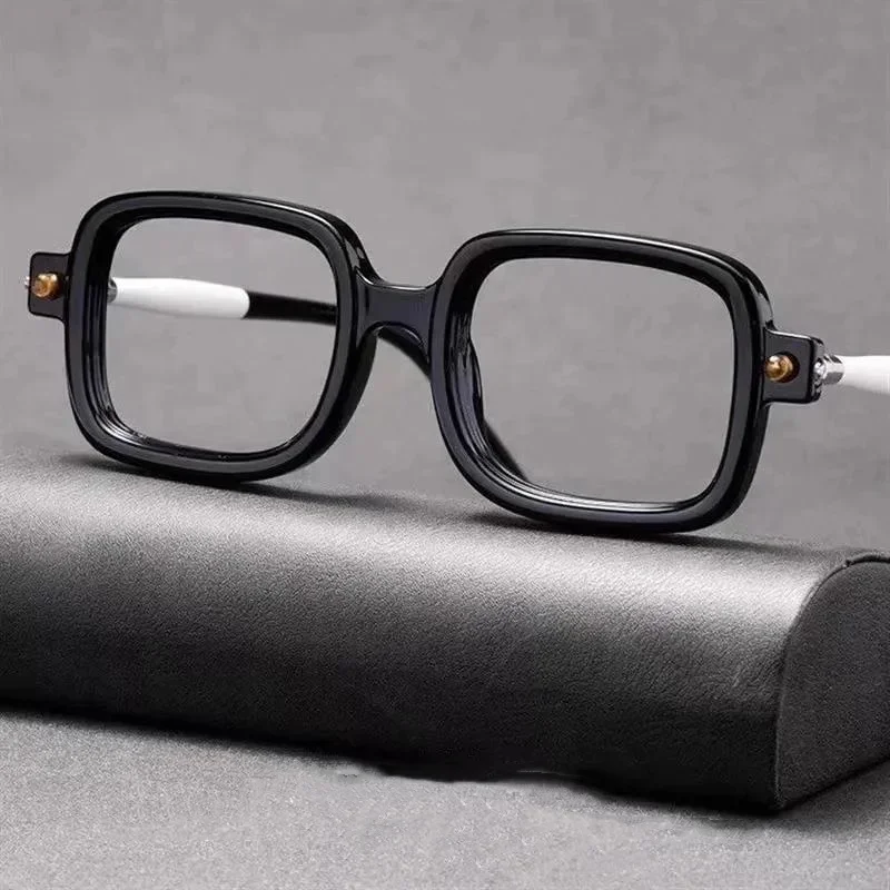 패션 두꺼운 프레임 블루라이트 차단 노안 안경 작은 프레임 사각형 밝은 검정 독서 안경 초경량 안경