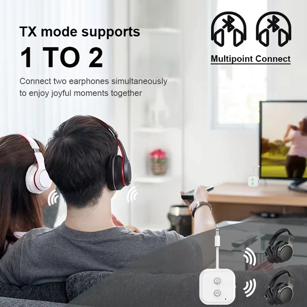 2 In 1 Bluetooth 5.3 Audio Transmitter Receiver 3.5MM AUX Stereo Wireless Adapter With Mic For Car Airplane TV PC