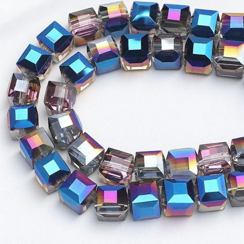98 قطعة من الخرز الزجاجي الكريستالي المربع بالجملة إكسسوارات الشعر المصنوعة يدويًا خرز فضفاض لصنع المجوهرات