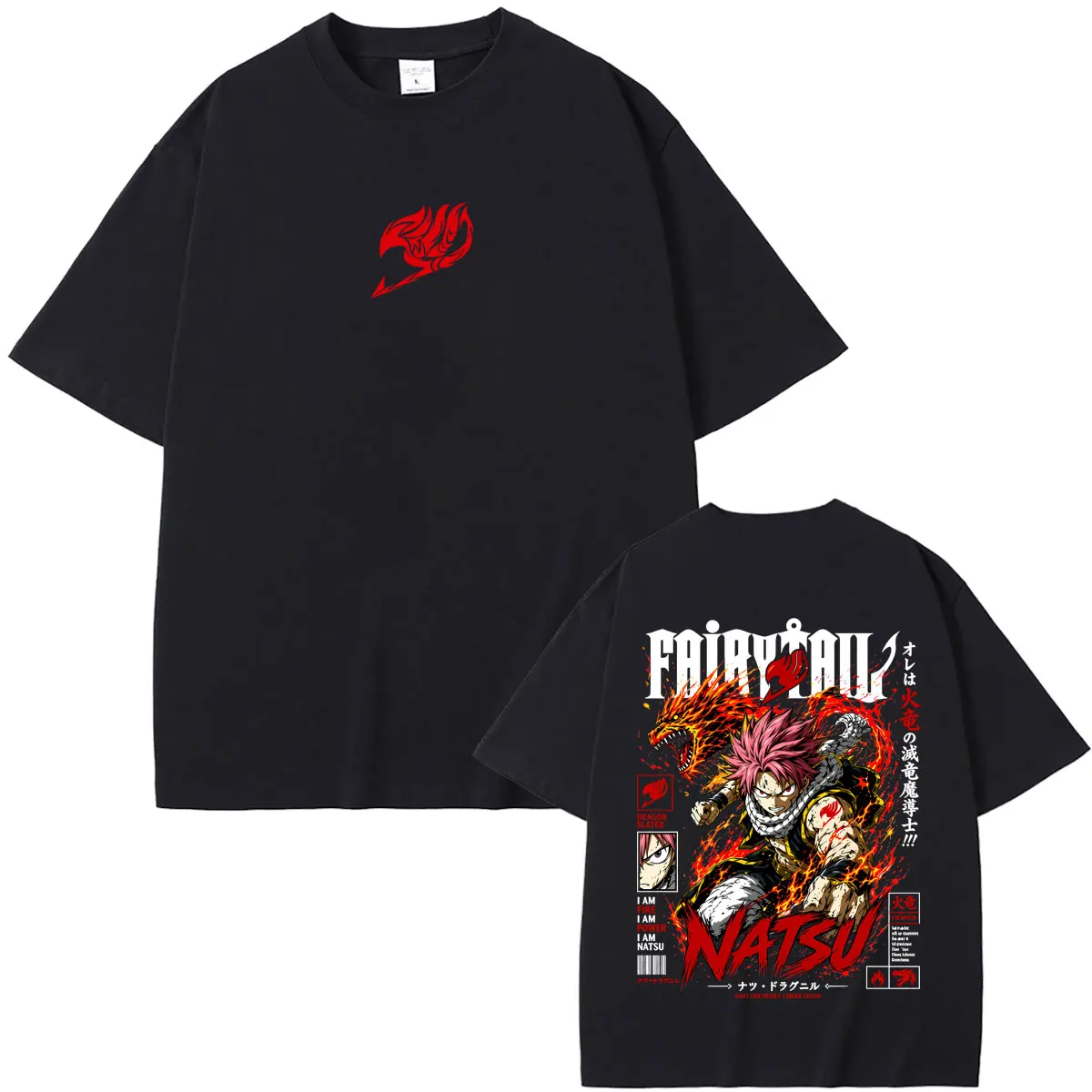 Anime Fairy Tail Natsu Dragneel Graphic T Shirts Men Women Clothing Cartoon Manga Oversized T-shirt Tops Male Vintage Streetwear