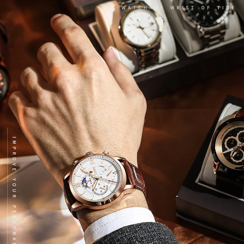 

LIGE Mens Wristwatch Leather Chronograph Waterproof Sport Date Quartz Watches for Men Casual Fashion Male Watch Reloj Hommes+BOX