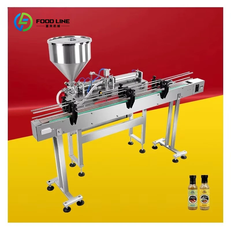 

Customized 10-100ml Automatic Pneumatic Commercial Filling Beverage Shower Gel Honey Lotion Sauce Assembly Line Filling Machine