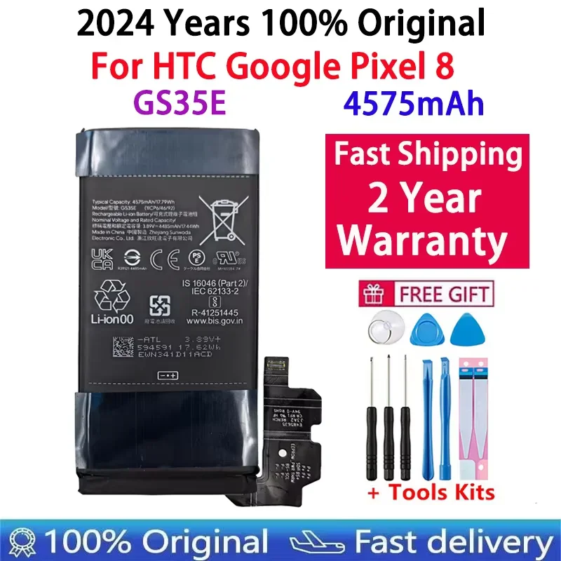 

2024 Years New 100% Origina GS35E 4575mAh For HTC Pixel8 Mobile Phone Replacement Battery For Google Pixel 8 Batteries Bateria