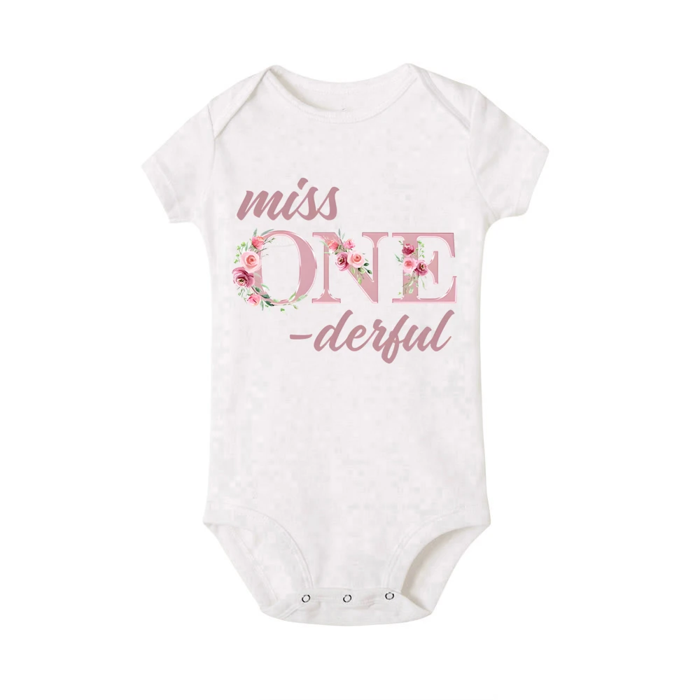 Rose Gold Miss on-derful Birthday Family Matching Shirt 1st Birthday Girl Outfit Mom Dad Brother Sister T-shirt Tops Baby Romper