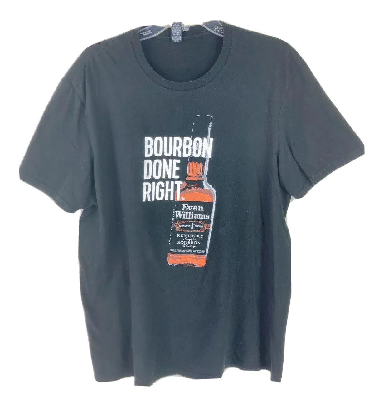 Camiseta de concierto para hombre Bourbon hecha a la derecha negro Evan Williams Sz XL A23