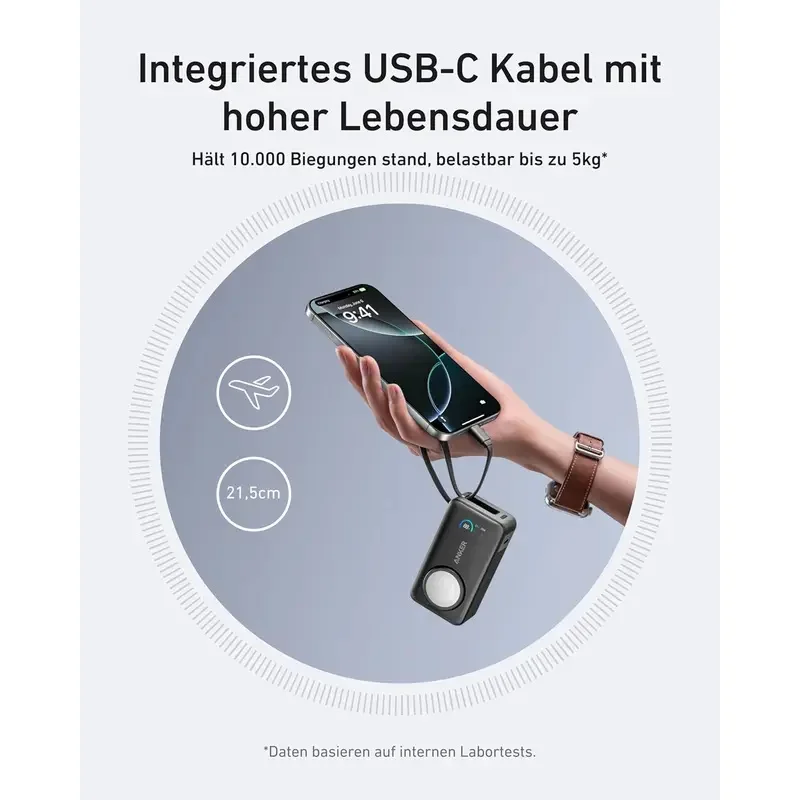 Anker MagGo Power Bank for Apple Watch, Officially Certified 10,000mAh Compact Battery Pack with Built-in USB-C Cable, 35W Max