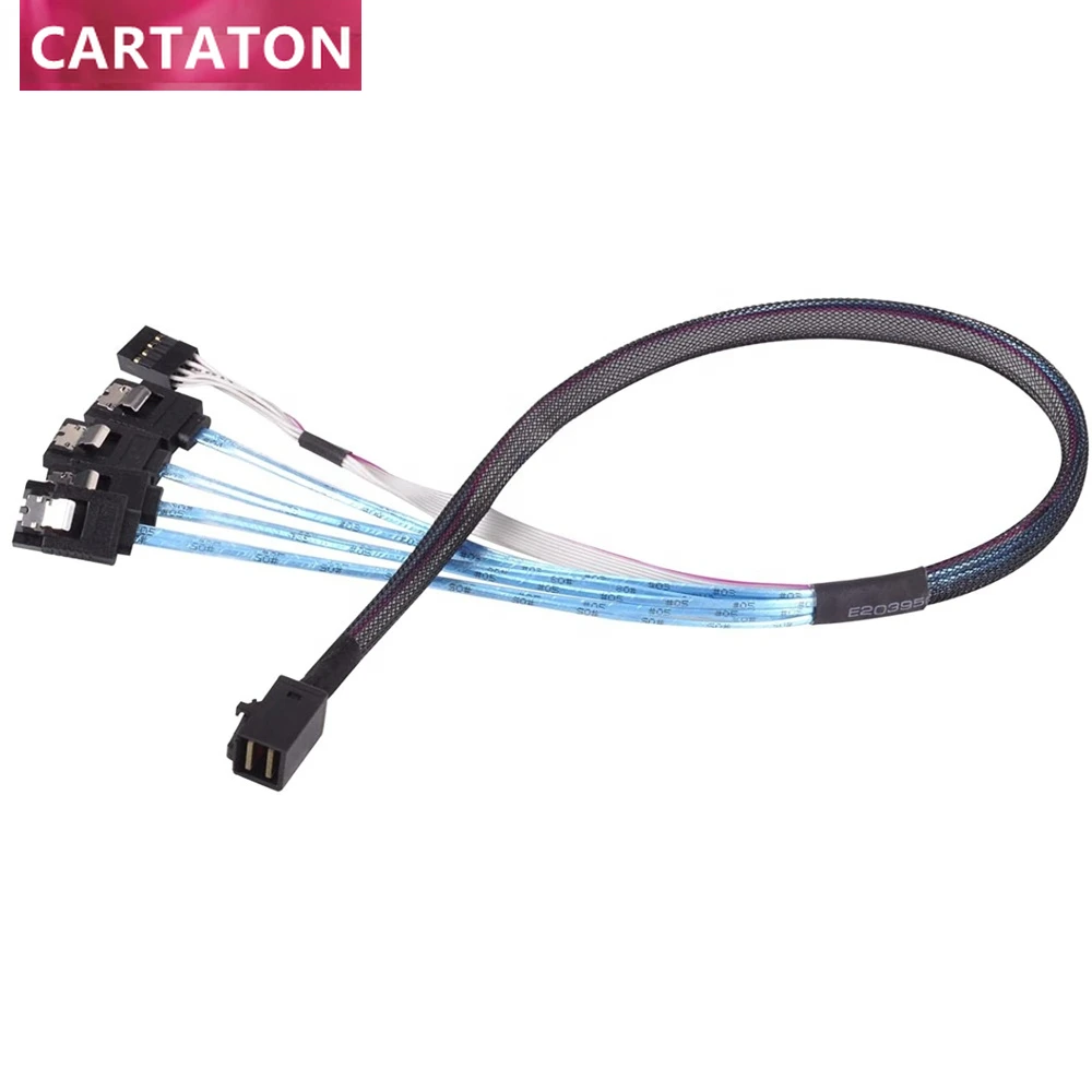 Internal Mini SAS HD SFF-8643 to 4 SATA 7-Pin with Sideband Data Cable