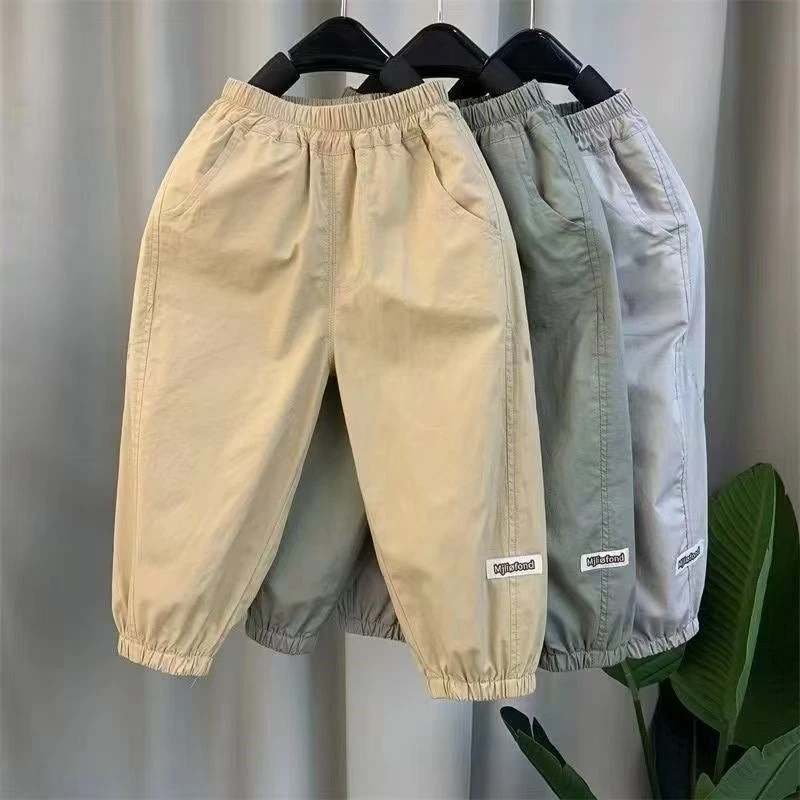 

Boys' Thin Casual Cargo Pants 2026 Spring Summer, Loose Jogger Trousers for Toddler Kids Breathable Daily Wear