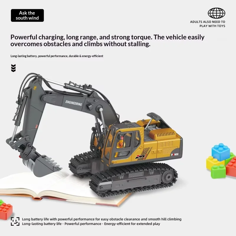 Wennanfeng Multifunctional Alloy Rc Excavator Simulation Engineering Vehicle Electric Remote Control Digger Toys Car For Adult