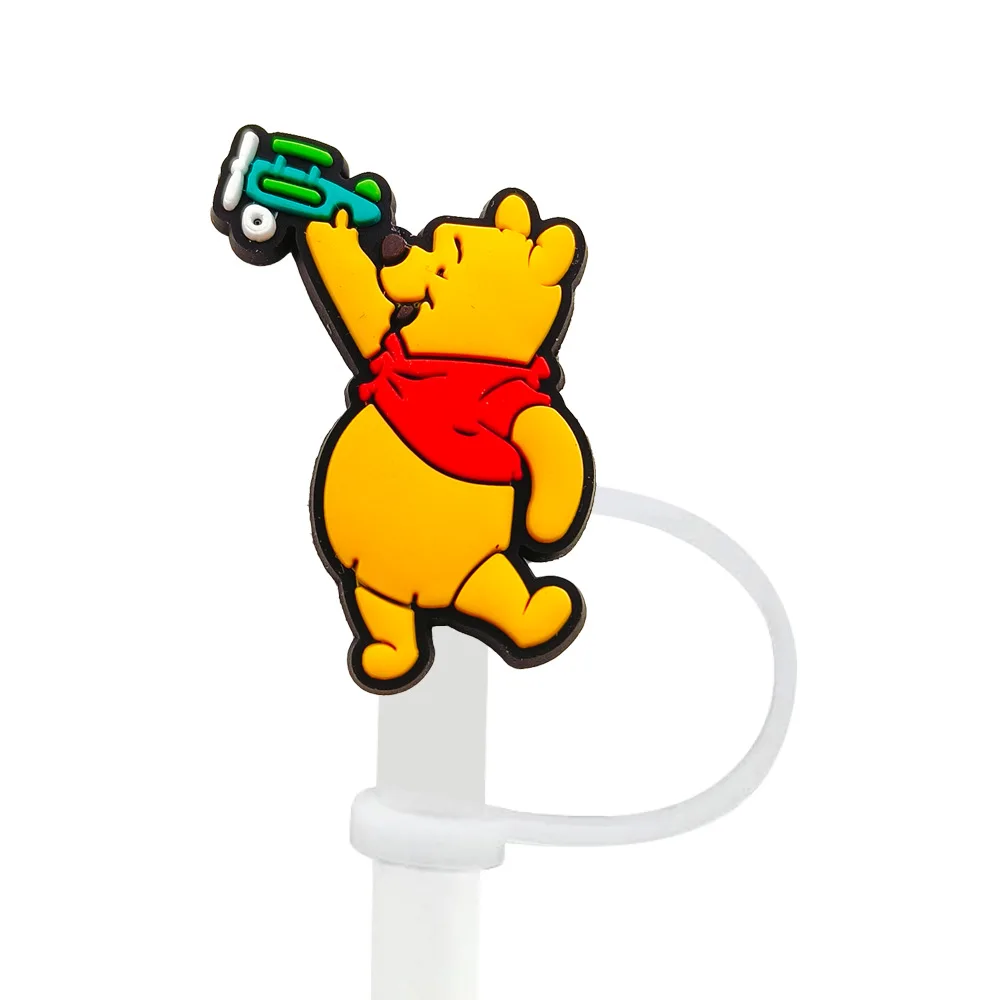 Niedliche Silikon-Strohhalm-Abdeckungen mit Winnie-Puuh-Motiv für 10-mm-Strohhalme, Strohhalmkappen für Glasbecher, passend für 30- und 40-Unzen-Becher mit Henkel, staubdicht, wiederverwendbar. – Detail 23