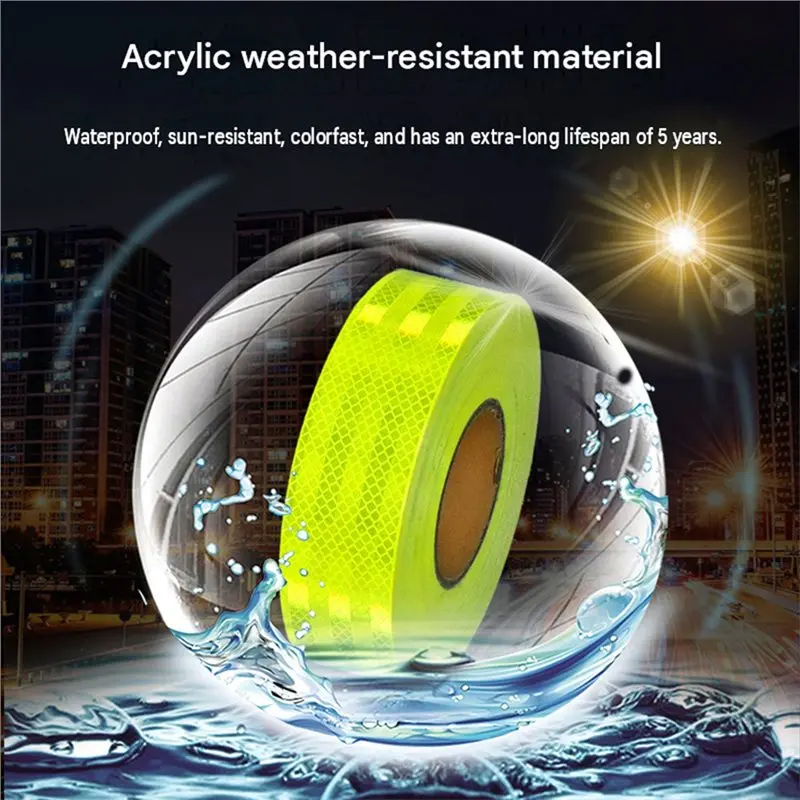 ac29-High-Visibility Reflective Tape Fluorescent Waterproof Safety Warning Sticker For Vehicles, Roads And Outdoor Use 3CM