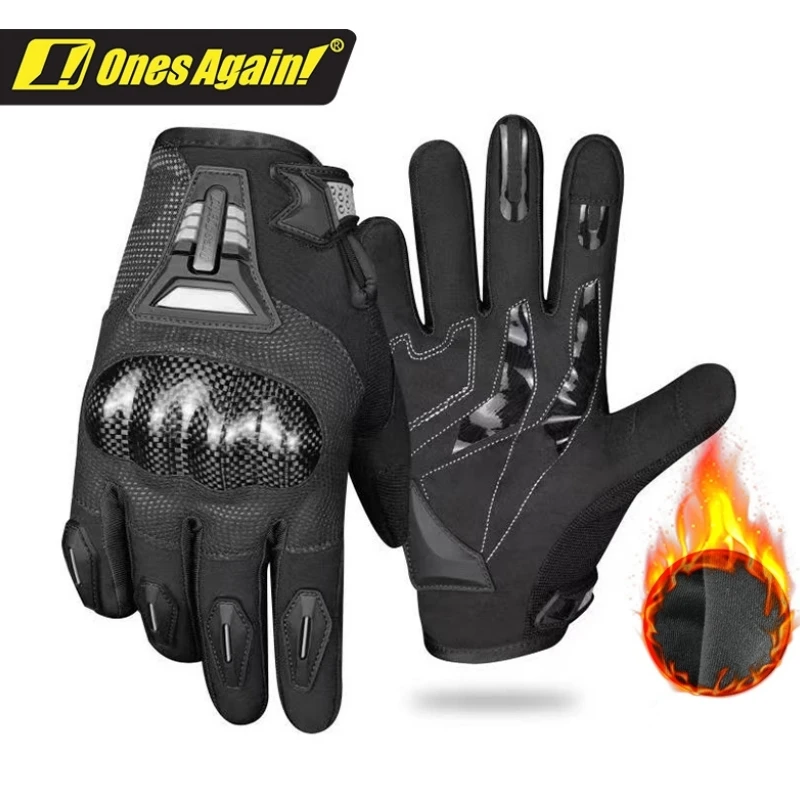 

Ones Again! Winter Warm Motorcycle Gloves for Men - Thermal Waterproof Touchscreen Women Bike Moto Riding Gloves