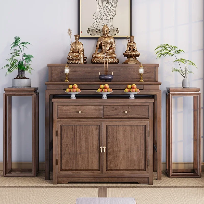 

Solid wood table incense case household Buddhist hall black walnut Buddhist table new Chinese Buddhist platform shrine