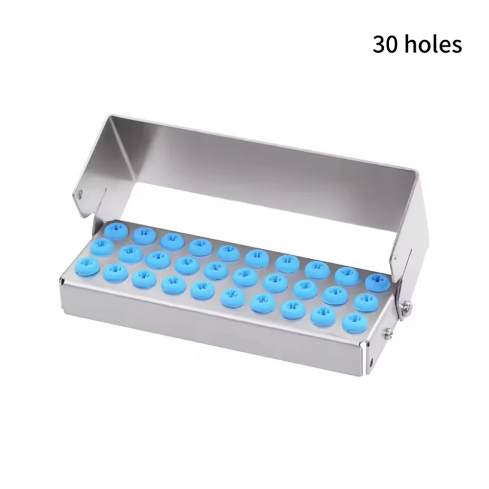 Stainless Steel Dental Burs Holder 135℃ Autoclavable Sterilizable Endo File Disinfection Box Lab Tools 8/12/30 Holes