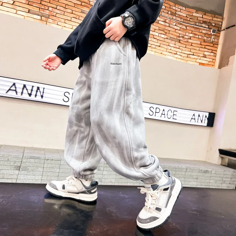 

Boys' Autumn and Winter Cool Velvet Casual Sweatpants New Style Children's Winter Thickened Warm Pants