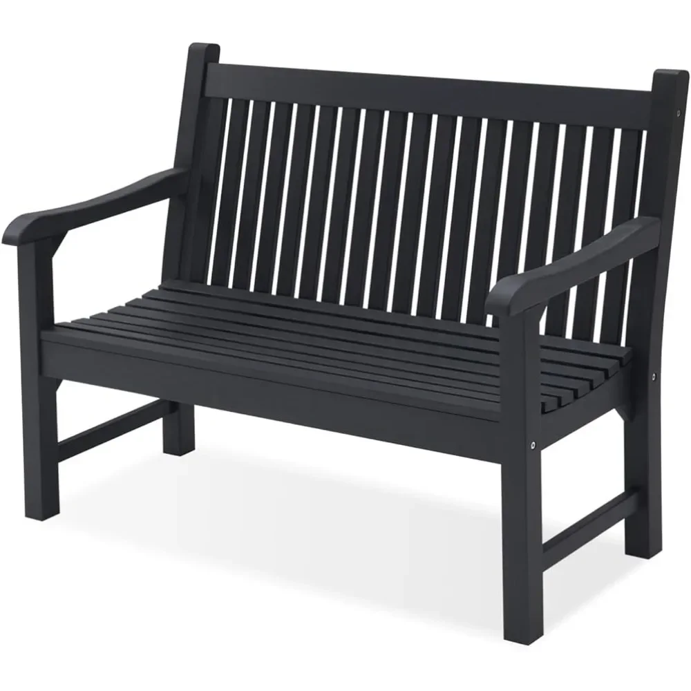 

Garden Bench, 2-Person Poly Lumber Patio Bench, All-Weather Outdoor Bench That Never Rot, Memorial Bench,Suit for Garden,(Black)