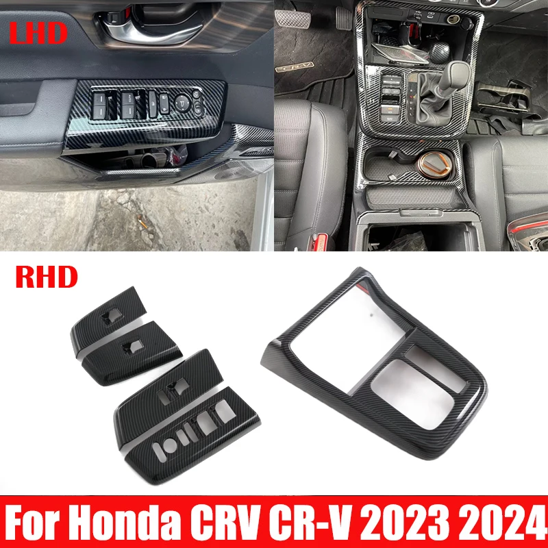 RHD LHD For Honda CR-V CRV 2023 2024 Interior car accessories Inner Door Armrest Window Lift Button Cover gear shift panle cover