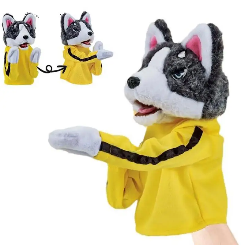 Boxing Dog Hand Puppet Toy Glove Performance Interactive Finger Doll Stuffed Animal Husky Plush Doll Children Birthday Gifts