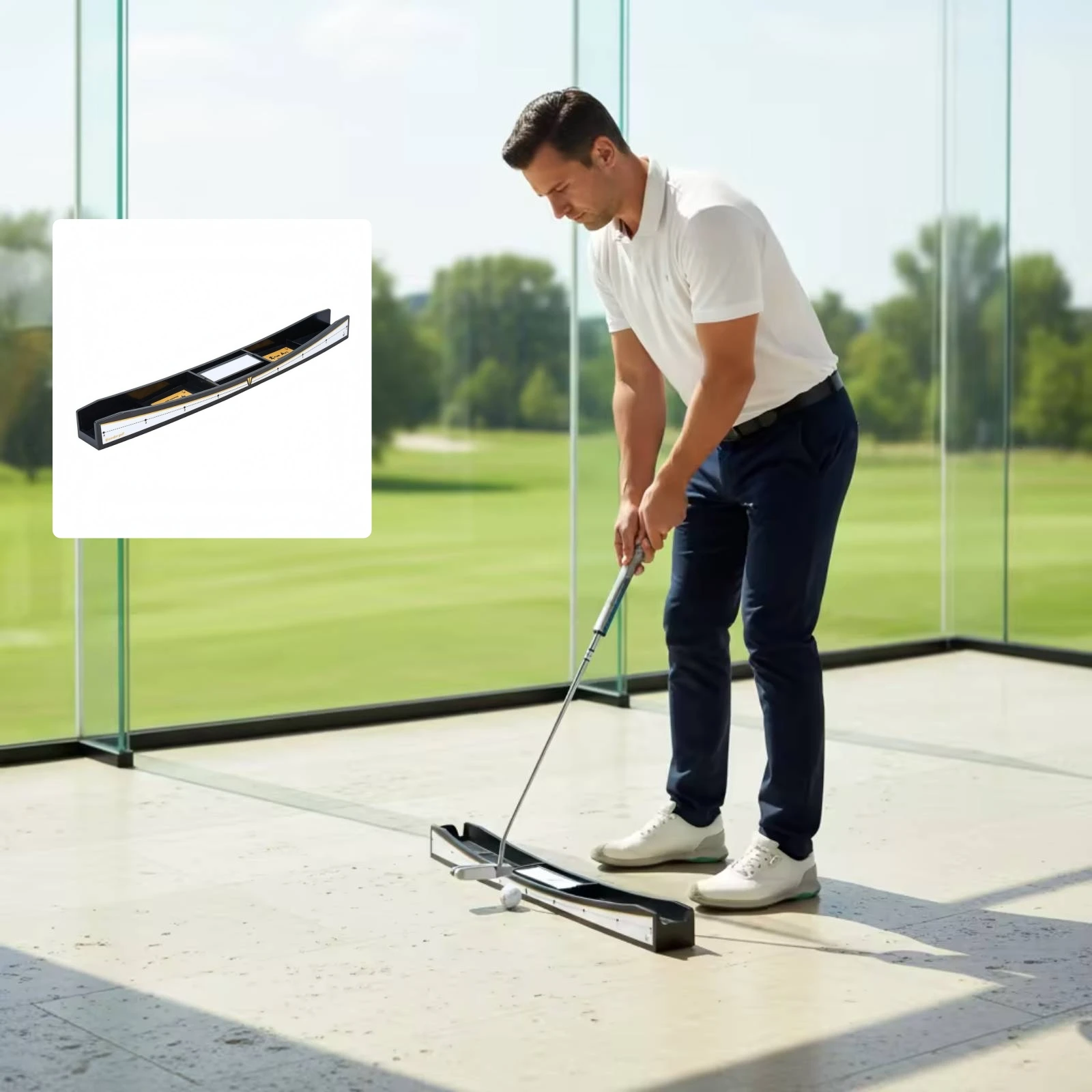 Golf Putting Board Rigid Curved Putting Practice Aid Golf Alignment Mat Accuracy Improvement Sports Training Equipment