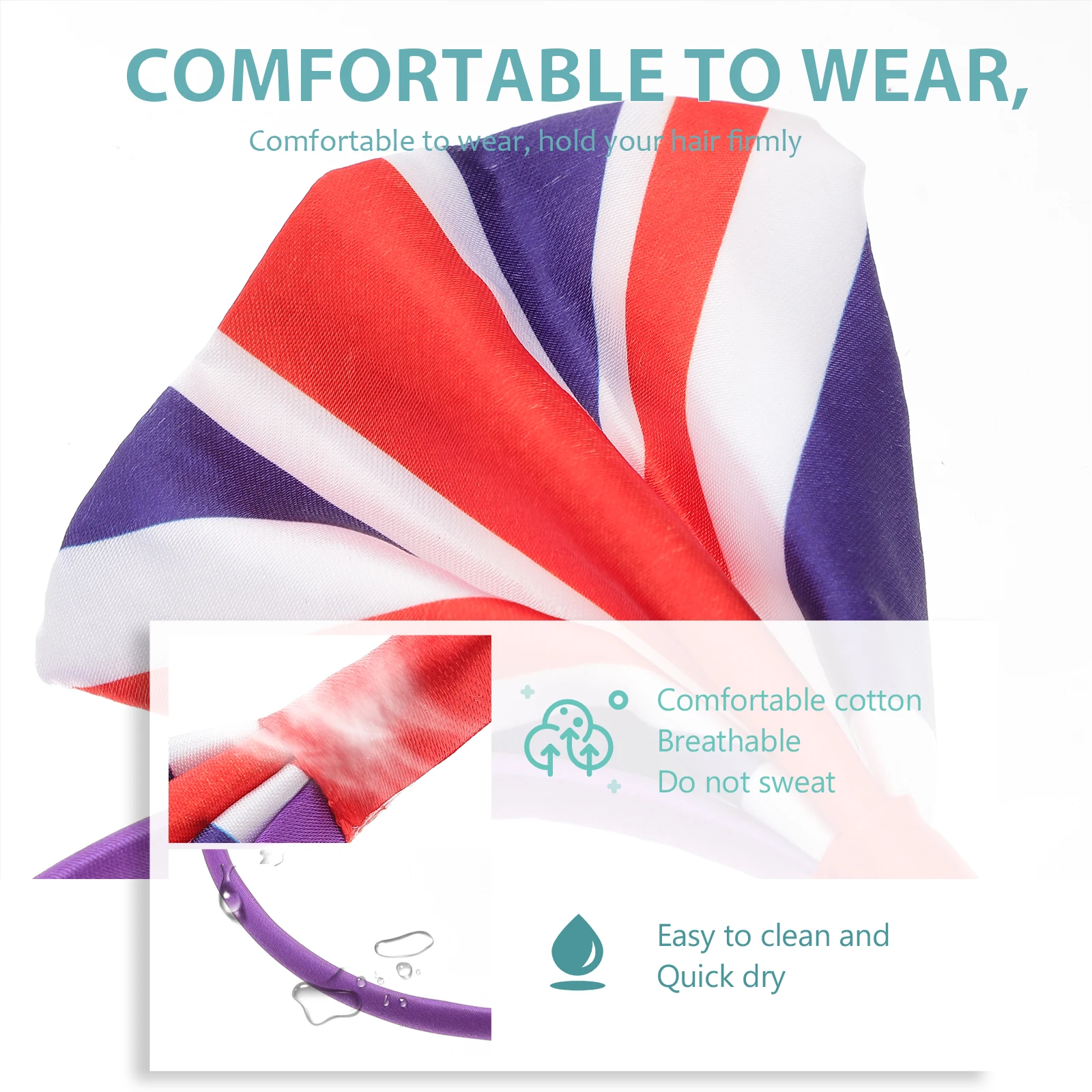 

3pcs Satin Bowknot Headbands UK Flag Pattern Girls Hair Accessories Football Party Hairstyle Tools Elastic Hoops