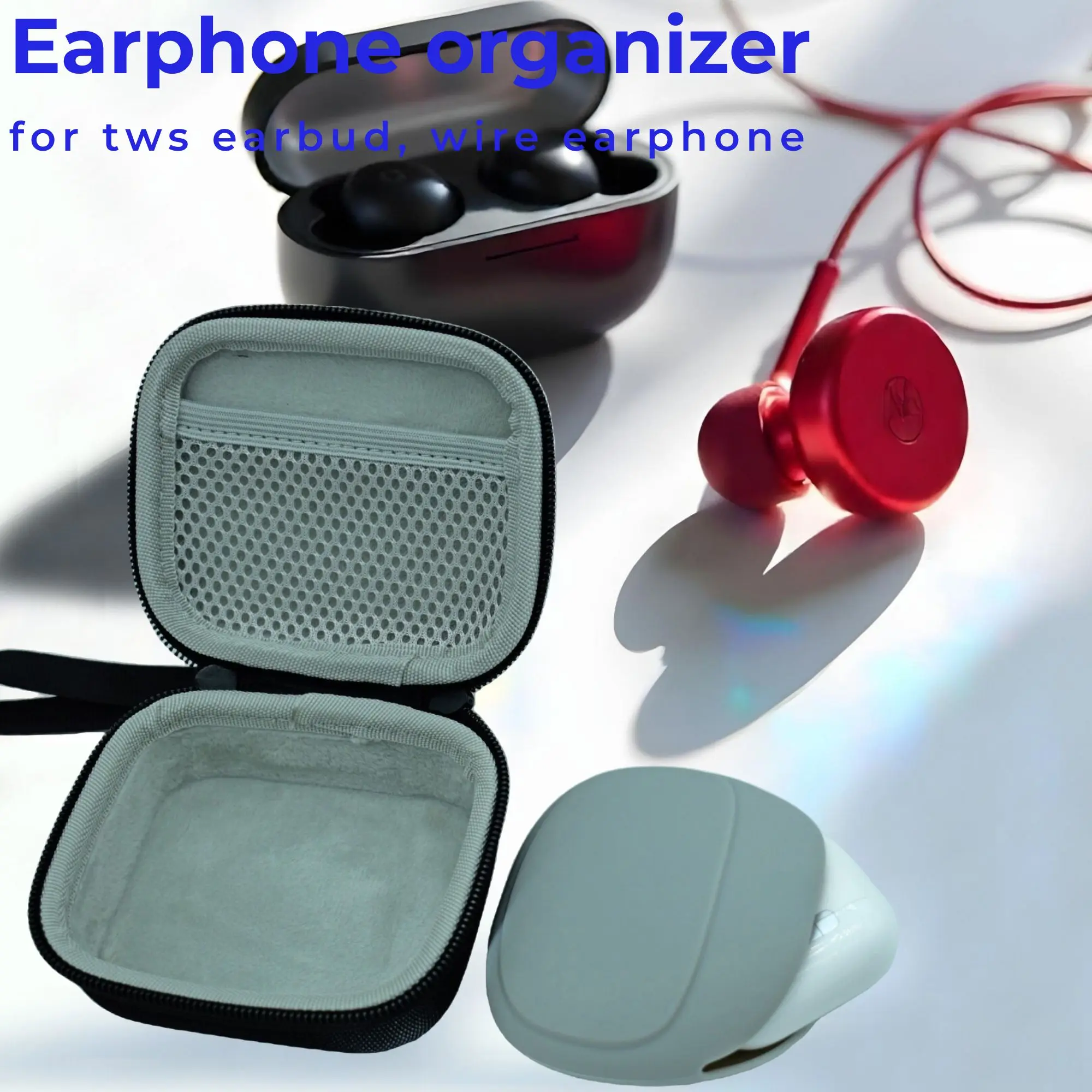 

Portable Earphone Storage Case Earbud Organizer Headphone Pouch Earbud Holder Protective Hard Shell Case for TWS Earbud Headset