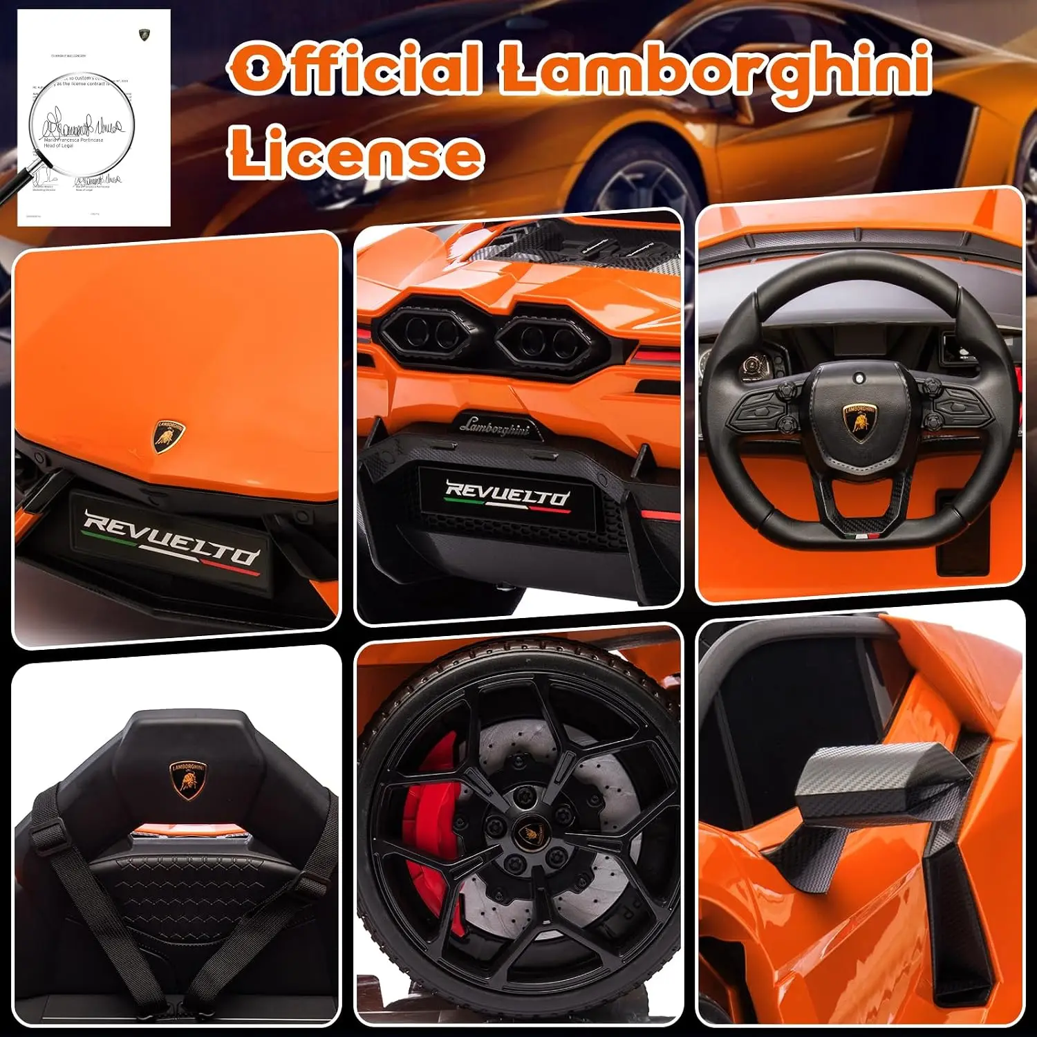 GarveeLife 12V Ride On Car for Kids, Licensed Lamborghini Revuelto Electric Vehicle, Battery Powered Sports Car Toy for Boys & G