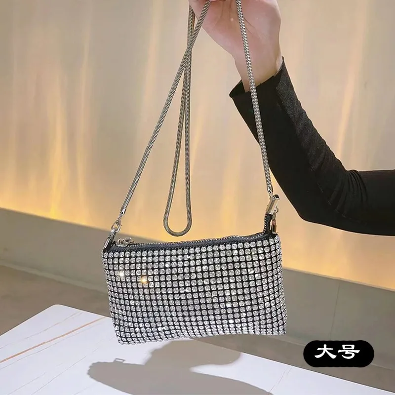Super A White Diamond Women's Lipstick Bag Chain Mini Small Square One Shoulder Crossbody Bag Niche Design Bolso De Fiesta Mujer