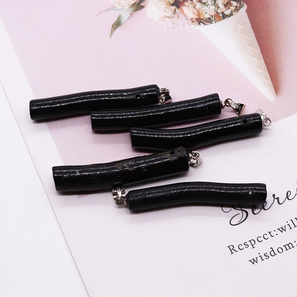 Dyed Black Coral Melon Buckle Small Pendant 43x7mm Diy Charm Jewelry Making Necklace Earring Charm Accessorie Fashion Women Gift