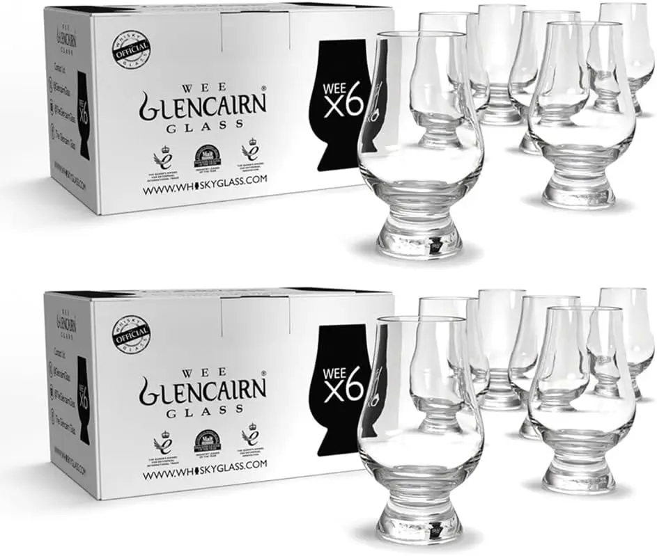 

Set of 12 Mini Crystal Whiskey Tasting Glasses - 3.34in Dishwasher Safe Snifter