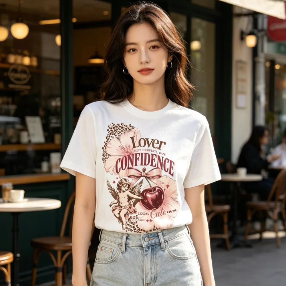Top Tee Blouse Y2K Grunge Theme Bold Graphic Letters Printed O-Neck Pullover Underwear Unisex Apparel for Summer Streetwear