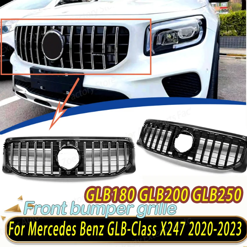 Front Bumper Grille for Mercedes Benz GLB-Class X247 GLB180 GLB200 GLB250 2020-2023 GT Style Racng Overlay Trim Auto Accessories