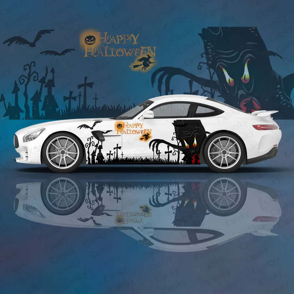 

Готический темный Хэллоуин принт боковая наклейка автомобиля декор, ПВХ водонепроницаемая устойчивая к царапинам наклейка, защита автомобиля, автоаксессуары в подарок