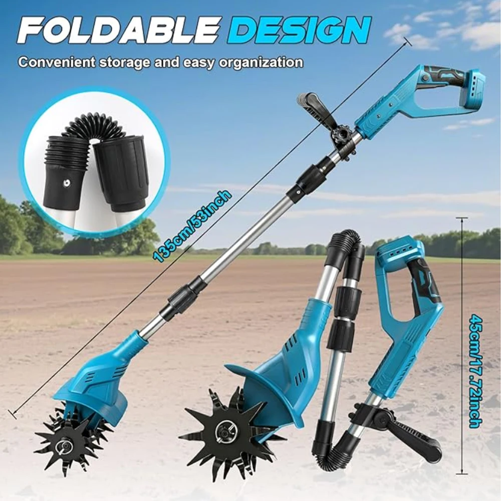Cordless Tiller Cultivator For Makita 18V BL Lithium Battery Brushless Rotavator Soil Loosening Garden Lawn Yard Cultivation