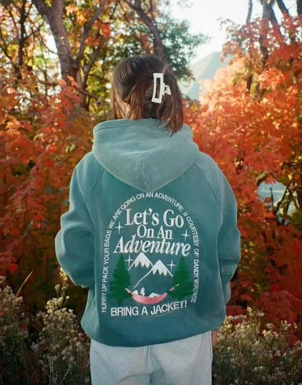 

Новинка 2026, женская весенне-осенняя толстовка с капюшоном, свободная толстовка с длинными рукавами и буквенным принтом дерева