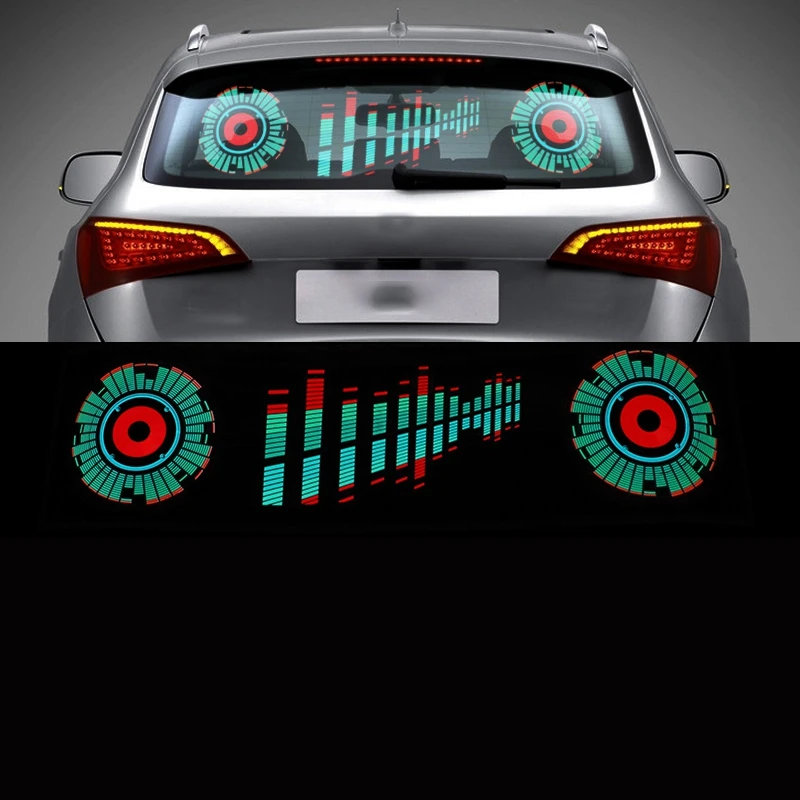 Car Windshield LED Sound Activated Equalizer Neon EL Light Music Rhythm Flash Lamp Sticker Styling With Control Box