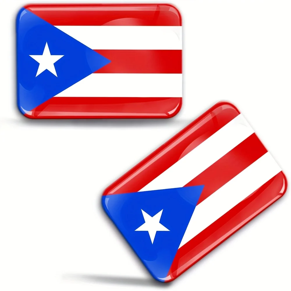2 X 3D Puerto Rico National Flag Domed Stickers 100% Waterproof & UV Protected Decals Car Motorcycle Helmet PR Car Emblem