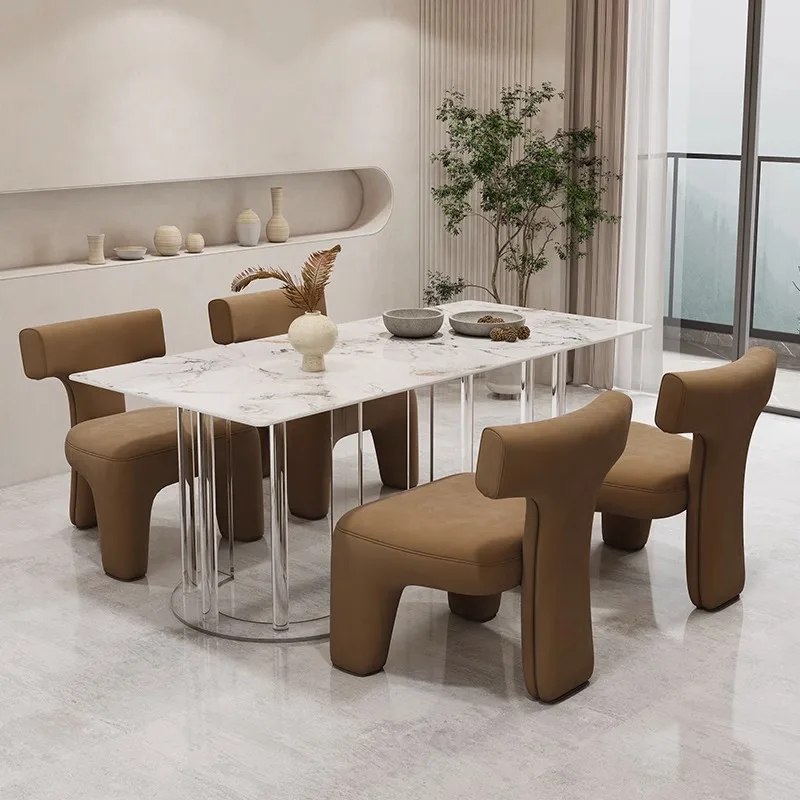 Modern light luxury dining table wabi sandy cream creative Internet celebrity new commercial slate negotiation acry