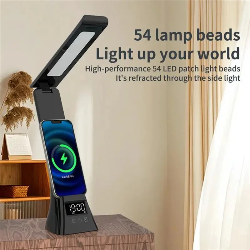 ABJY-перезаряжаемая настольная лампа, настольная лампа для ухода за глазами с ЖК-дисплеем, складной кронштейн, настольные лампы для ухода за глазами, сенсорное управление, спальня