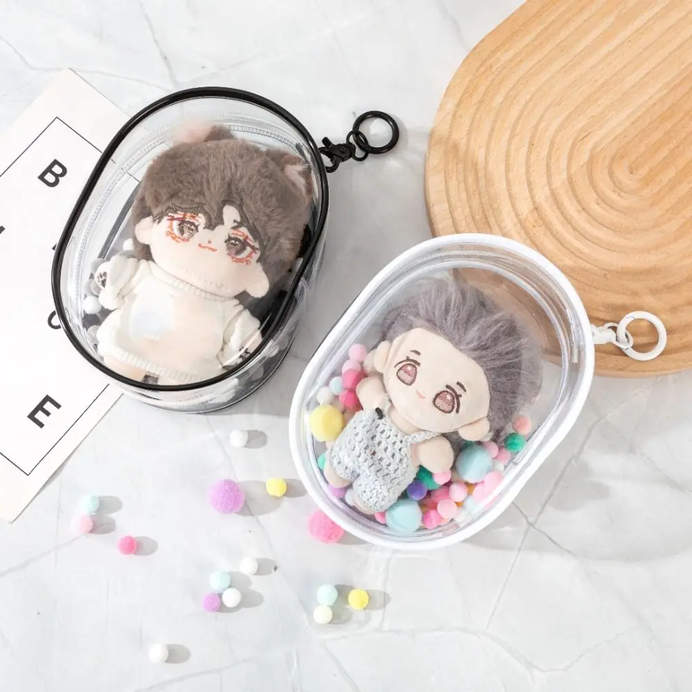 with Plush Ball Doll Transparent Walking Bag with Keychain Thicken Cotton Doll Display Bag Portable Creative