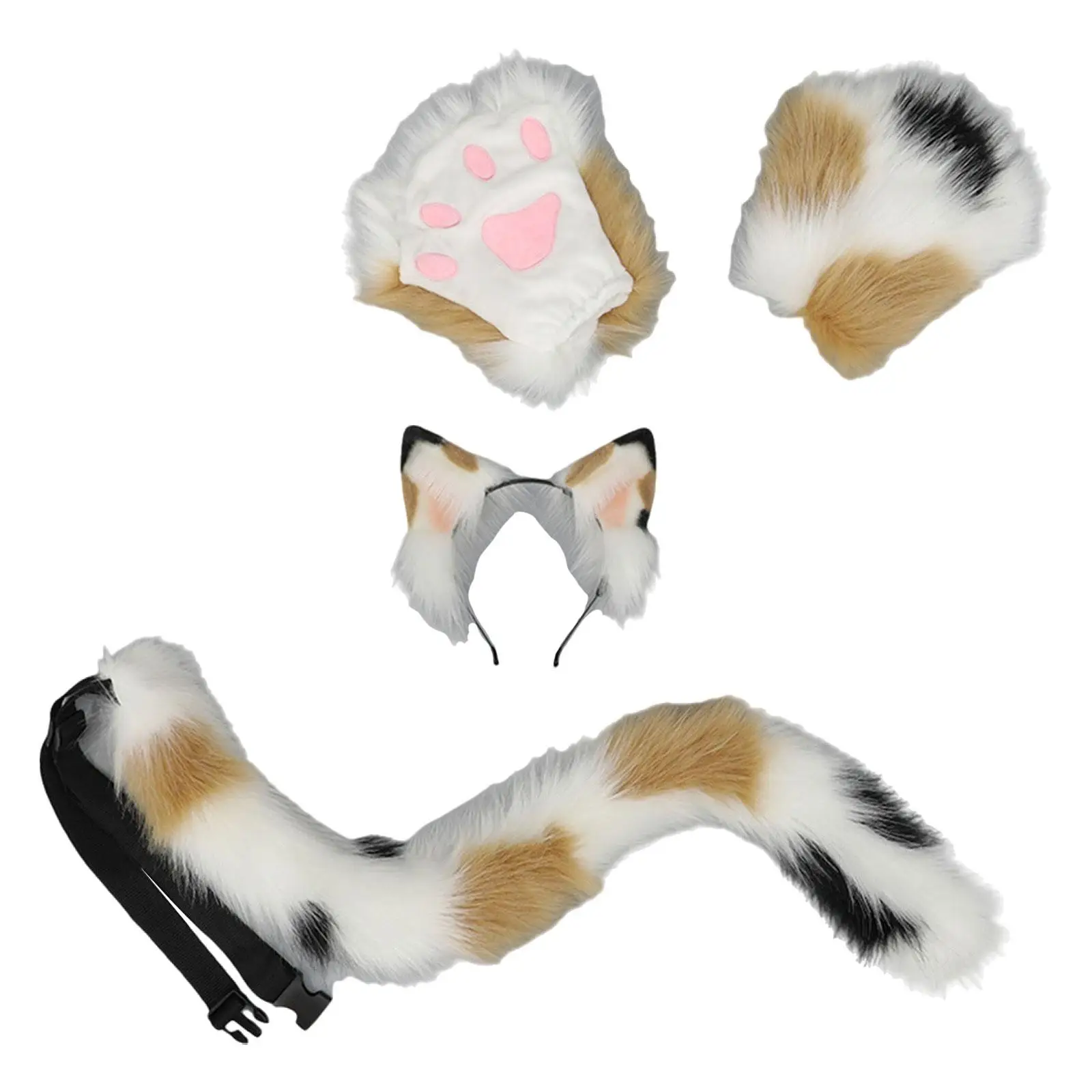 ذيل أذن القطط وذيل طويل مع حزام قابل للتعديل لإكسسوارات الشعر للأطفال