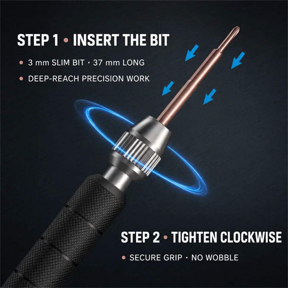 Galacok 35-in-1 Präzisions-Schraubendreher-Set S2 Legierungsstahl Magnetische Bits Tragbares Reparatur-Werkzeugset für Tiefloch- und Schmalspaltarbeiten – Detail 4