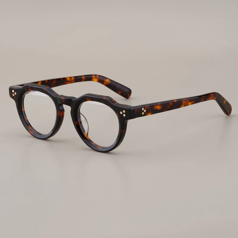 Estilo japonês feito à mão de alta qualidade acetato redondo oval óculos quadro para homens mulheres designer óculos pode personalizar lentes