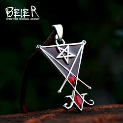 Beier Stainless Steel Classic Satan Evil Pentagram Pendant Necklace Demon With Animal Jewelry For Men Chain BP8-989