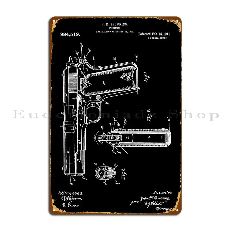 1911 Patent Blueprint Metal Sign Pub Custom Club Garage Printing Tin Sign Poster