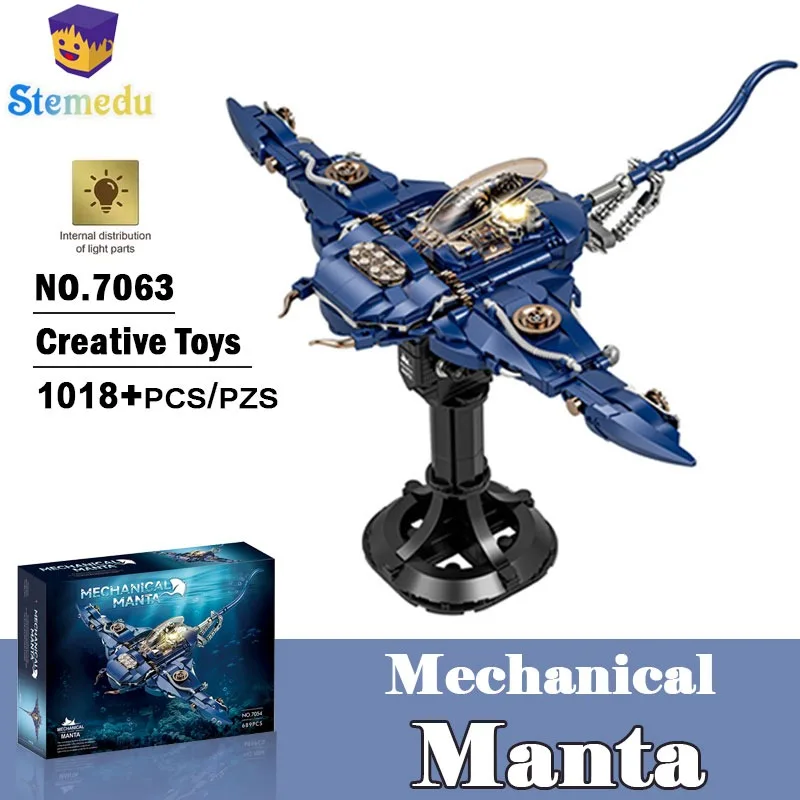 

Механические Манта, морские животные, строительный блок, модель, детская коллекция STEM, игрушки, украшение стола, подарок на день рождения, 689 шт.